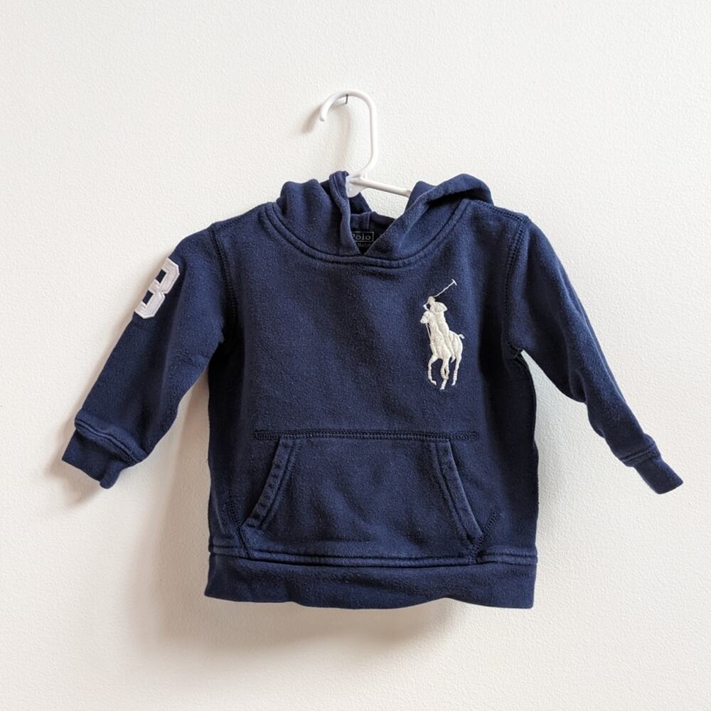 Vtg Polo Ralph Lauren Hoodie Baby Boys Sz 12m Navy Preppy